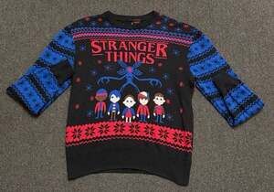 Stranger Things Holiday Sweater Size 2XL Black Red Blue Knit